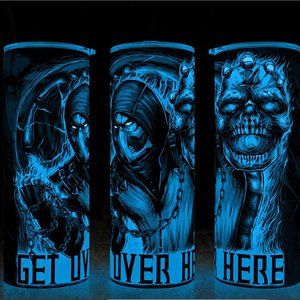 Glow in the Dark Mortal Kombat Scorpion Get Over Here Cup Mug Tumbler 20oz
